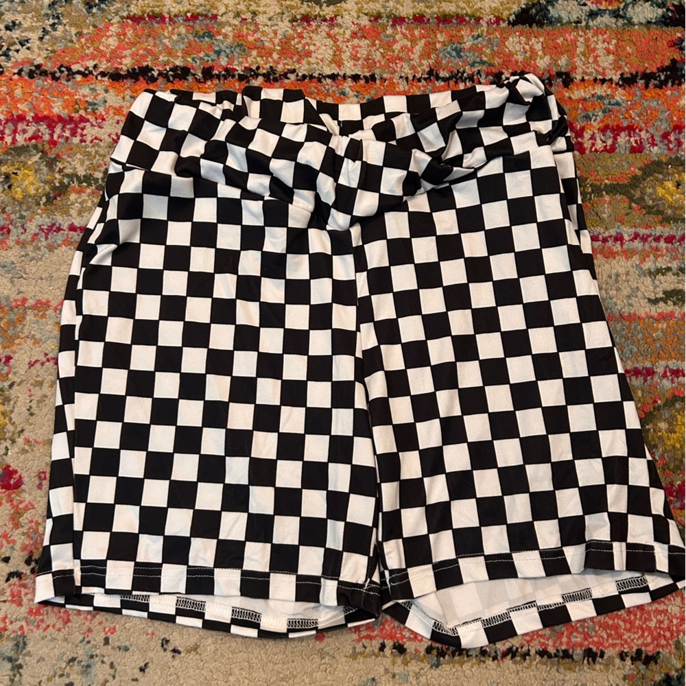 Black & White Checkerboard Bike Shorts